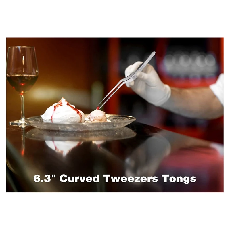 ملقط ملقط ناعم من الفولاذ المقاوم للصدأ ، ملقط طهي ، ملقط طعام ، ملقاط مطبخ للخبز ، 6.3 بوصة ، 4 ربع