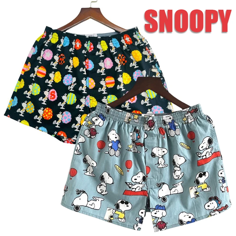 

Мужские шорты Snoopy, спортивные штаны, летние короткие штаны, повседневные пляжные штаны, свободные хлопковые спортивные шорты с героями мультфильмов, пижамы, домашние штаны для сна