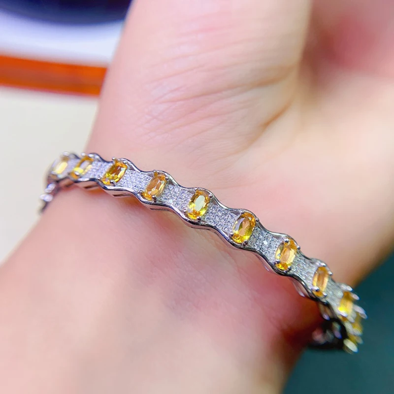 

Natural Citrine Bracelet for women silver 925 jewelry luxury gem stones 18k gold plated free shiping items