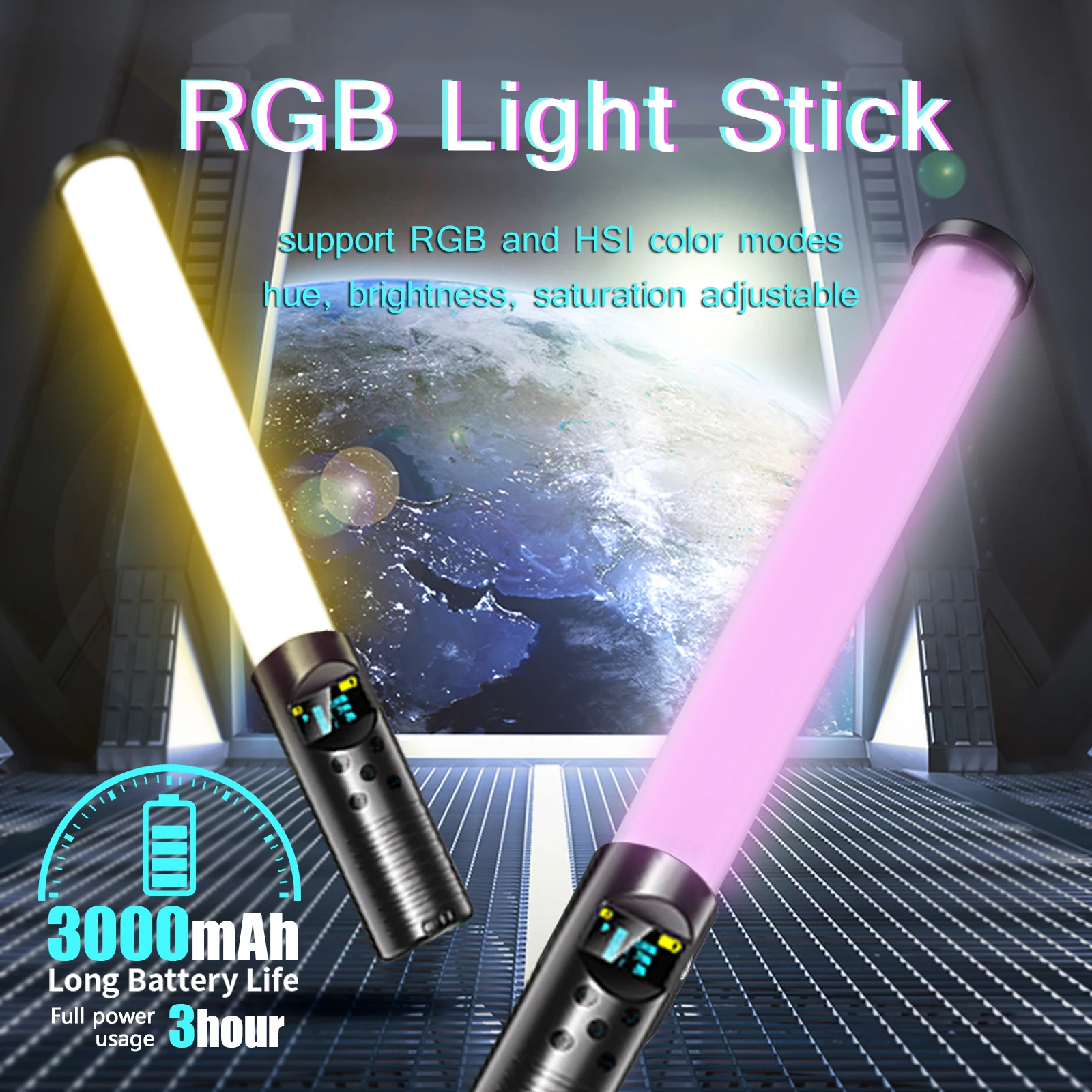 RGB Light Stick Wand With Tripod Stand Party Colorful LED Lamp Fill Light Handheld Flash Speedlight Photography Lighting Video