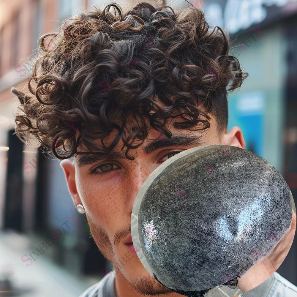 

Европейские человеческие волосы 28 мм, вьющиеся, полностью полиуретановые основы, система замены волос, супер прочный капиллярный протез черного, коричневого, серого цвета