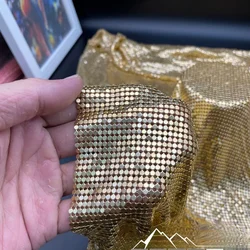 Gold Metal Sequin Fabric Aluminum Sequin Fabric 10*10cm DIY Sewing Doll Cloth Belt Metal Fabric