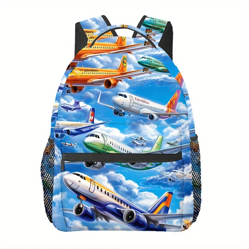 Different Types of Cartoon Aircraft Floating Travel Backpack, Outdoor Multi-purpose, Document Storage, Daily Leisure
