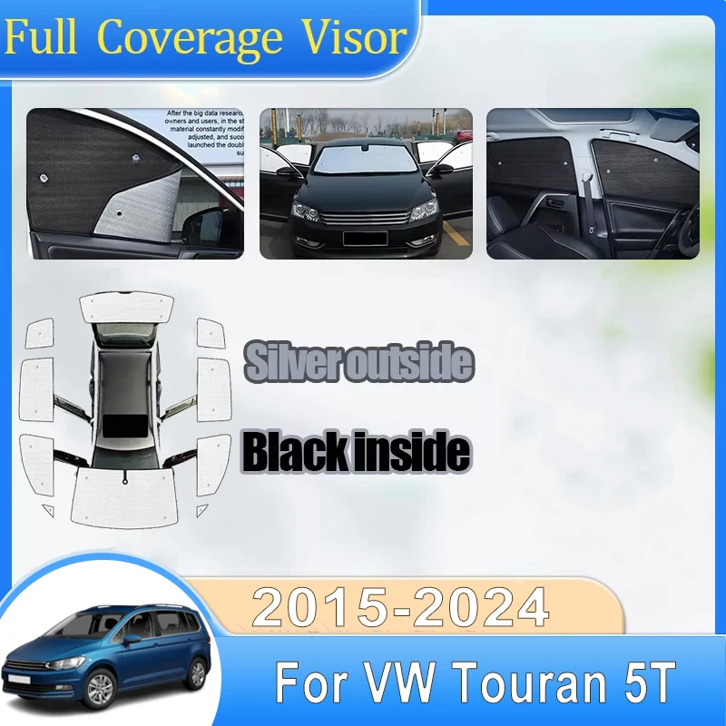 Car Sun Visors For Volkswagen Touran 5T Accessories MK2 2015 2016-2024 VW Car Mesh Sunshades Coverage Sunshade Auto Accessories