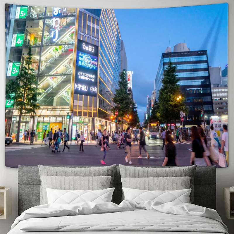 Glittering Chunxi Road Night View Tapestry - Urban Style Art for Home Decor