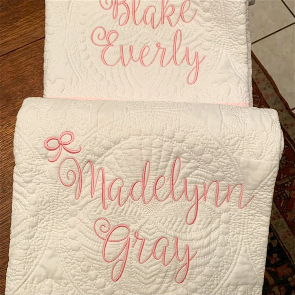 Girls Boys Soft Cotton Blanket Personalized Name Baby Shower Party Gift Sleeping Blanket Custom Infant Outdoor Stroller Blankets