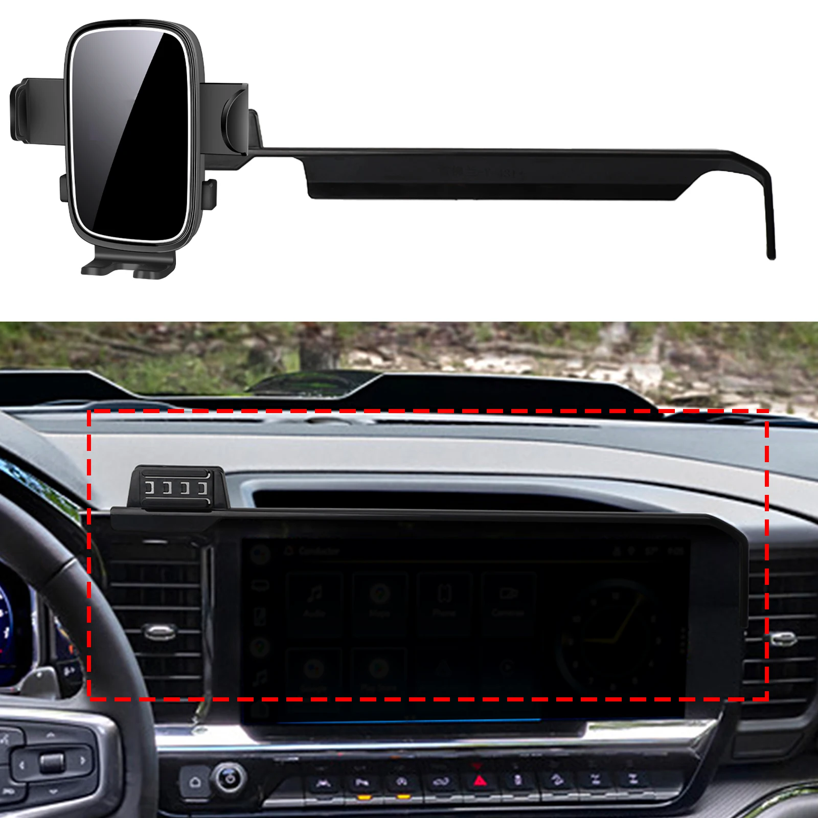 fit for Chevy Chevrolet Silverado 2022-2025 1500 2500 3500 Custom Fit Phone Holder Mount Dashboard Screen Base No Drill Car​​