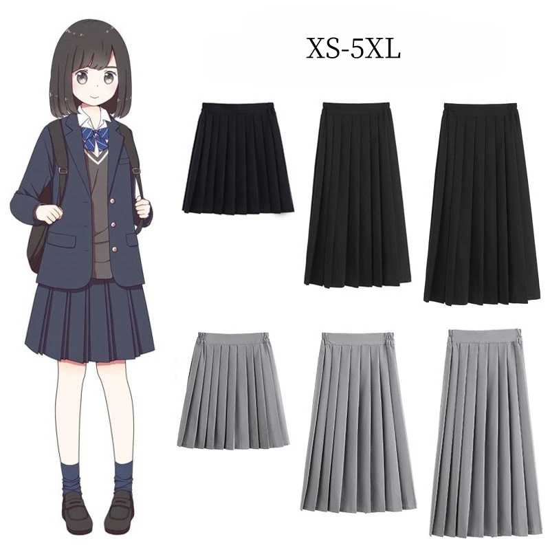 Japanese Style Women Pleated Skirt High Waist S-5XL Plus Size Multi-color Mini Skirt Korean Student Dance Dress