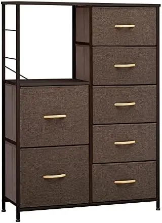 

Vertical Dresser Tower with Shelves, 7 Drawers Closet Organizer, Night Stand, Fabric Bins, Versatile Cabinet Dresser for Bedroo