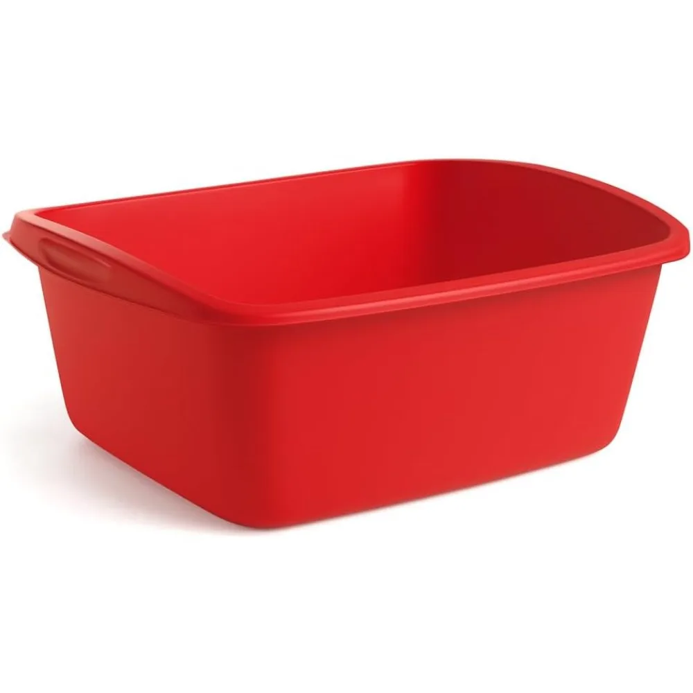 

Plastic Wash Tub Dishpan Basin and Foot Bath for Soaking Feet, Laundry Hand Wash Bucket, Dish Pans for Washing and Storage Cleaning Supplies - 12 Quarts - Heavy Duty - Made in USA (Red)