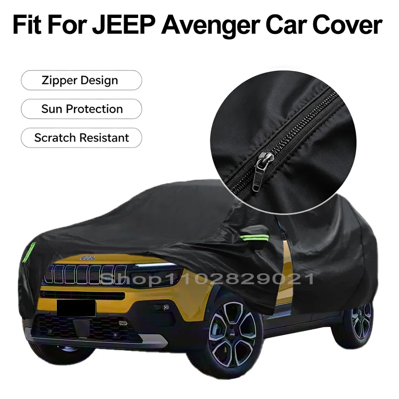 Zipper Door Waterproof Car Cover For JEEP Avenger Windproof Dustproof UV Protection All Weather Auto Protector