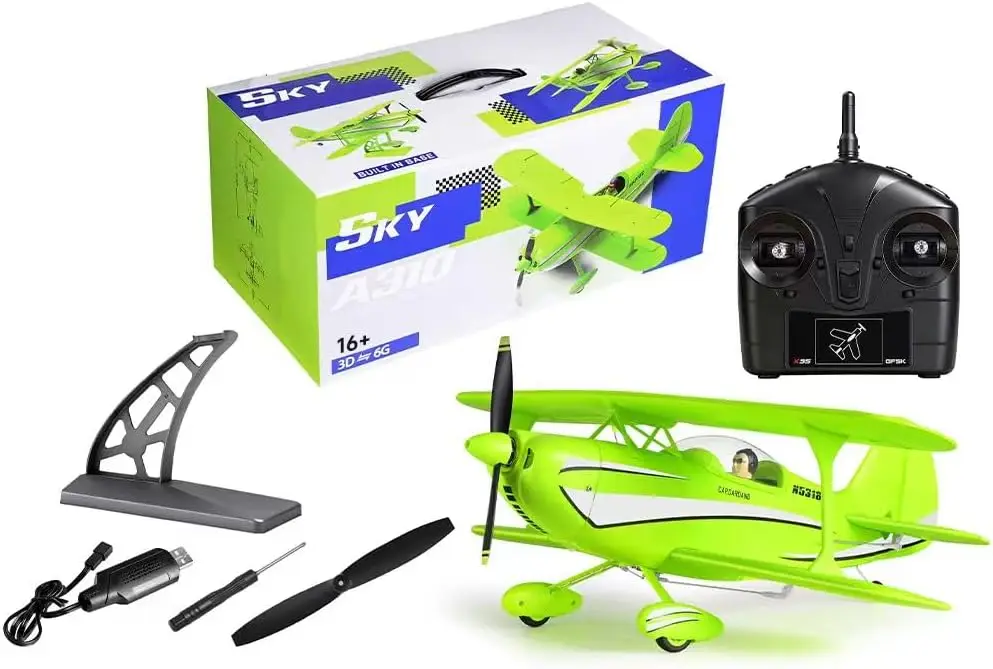 A310 Brushless RC Plane, Beech D17S WWII Scale RC Biplane, 2.4G 4CH 3D/6G Gyro Stabilization Fixed Wing Airplane PP Crash Resist