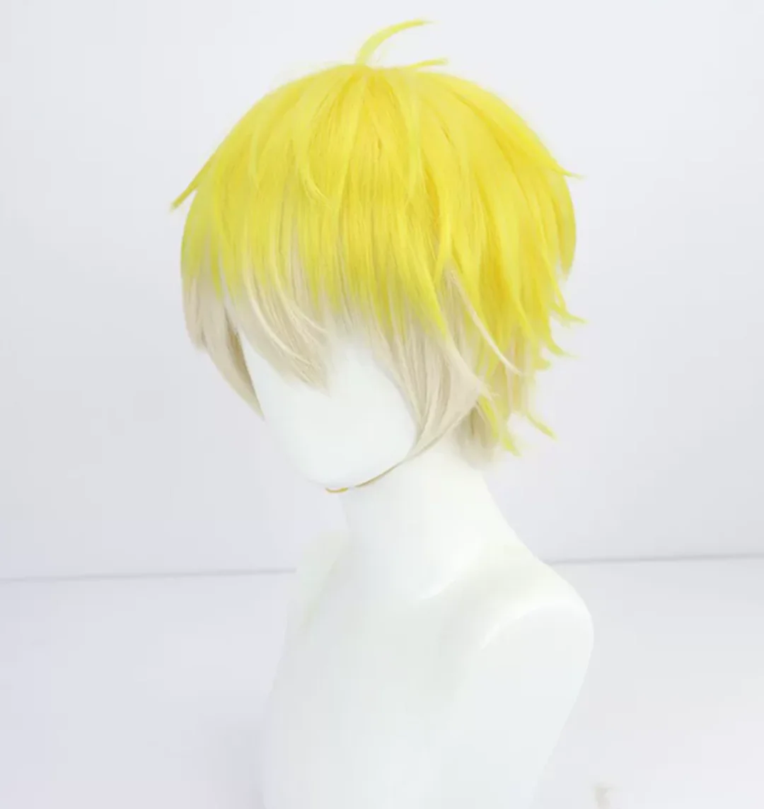 Cosplay Nijisanji VTuber Sonny Brisko Wig Anime party prop synthesis heat-resistant yellow short wig