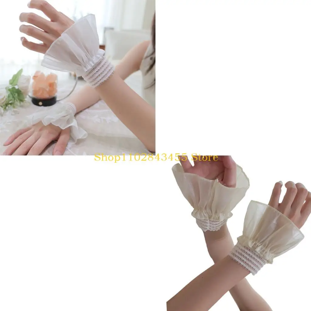49MC 2pcGirls Wrist Cuffs Adjustable Detachable Sleeves Multicolored Photography Prop