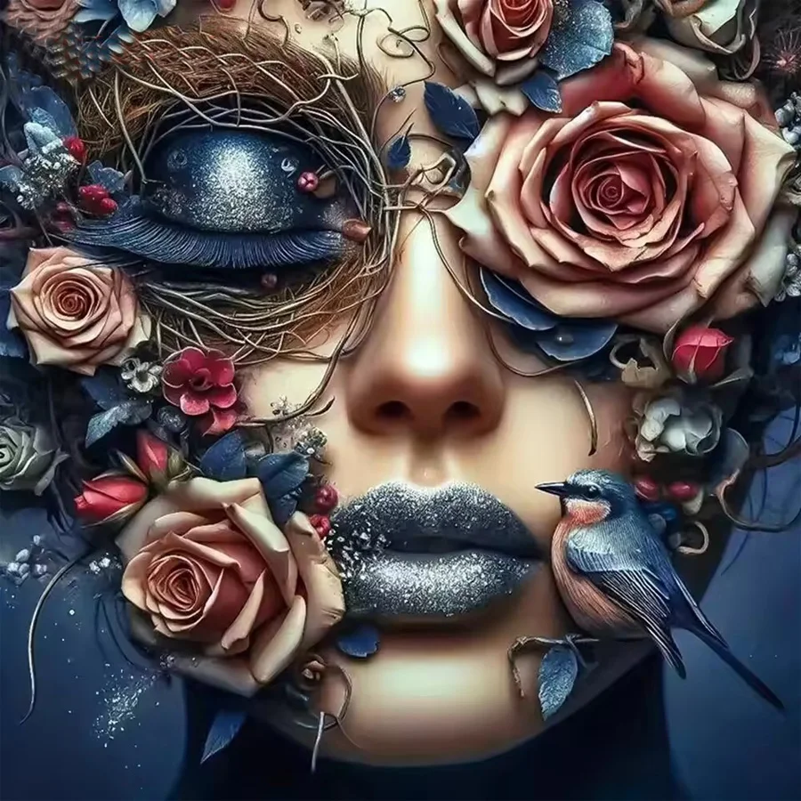 

Макияж для женских лица Алмазная мозаика Роза Цветок 5d Алмазная картина Новые поступления птица Наборы для вышивки крестом домашний декор стены