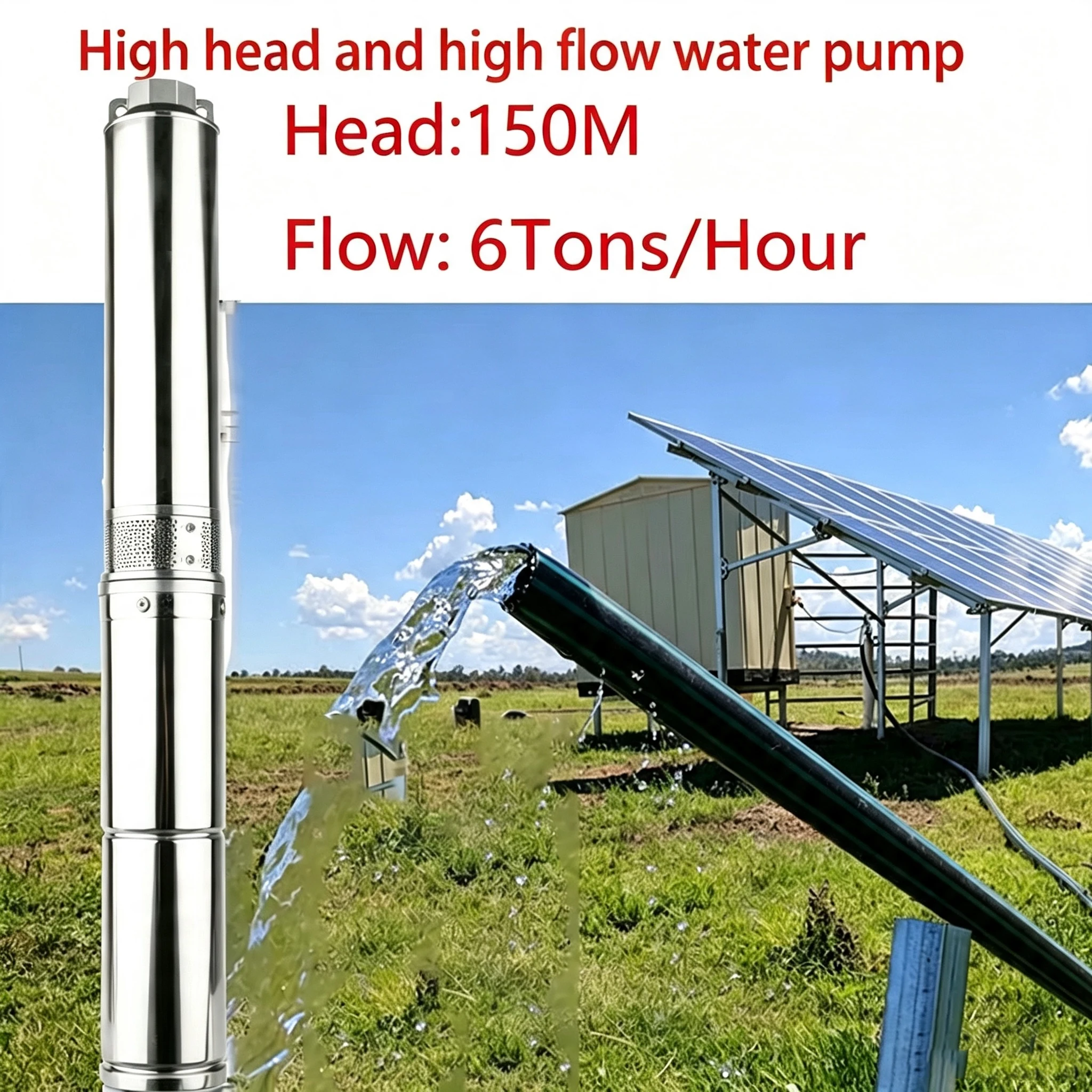 Bomba de Agua Sumergible Híbrida Solar‑Red Eléctrica, Control MPPT Integrado, Operación Inteligente para Pozos Profundos y Agric
