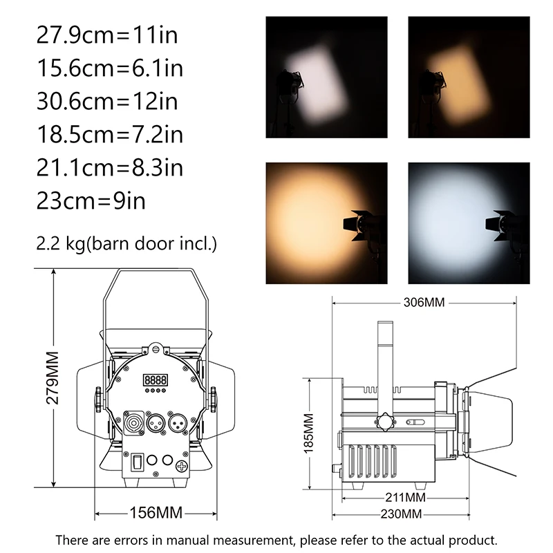 Cool White 50W Portable Mini COB LED Fresnel Lights DMX Control 2IN1 Manual Knob Zoom Christmas Stage Show Lighting Projector