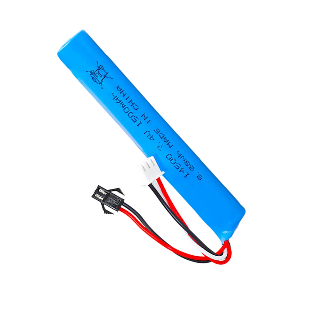 7.4V 1500mAh akumulator litowo-jonowy SM-2P wtyczka 14500 bateria 2S dla zabawki elektryczne pistolet pociskowy wody Mini pistolety części baterii