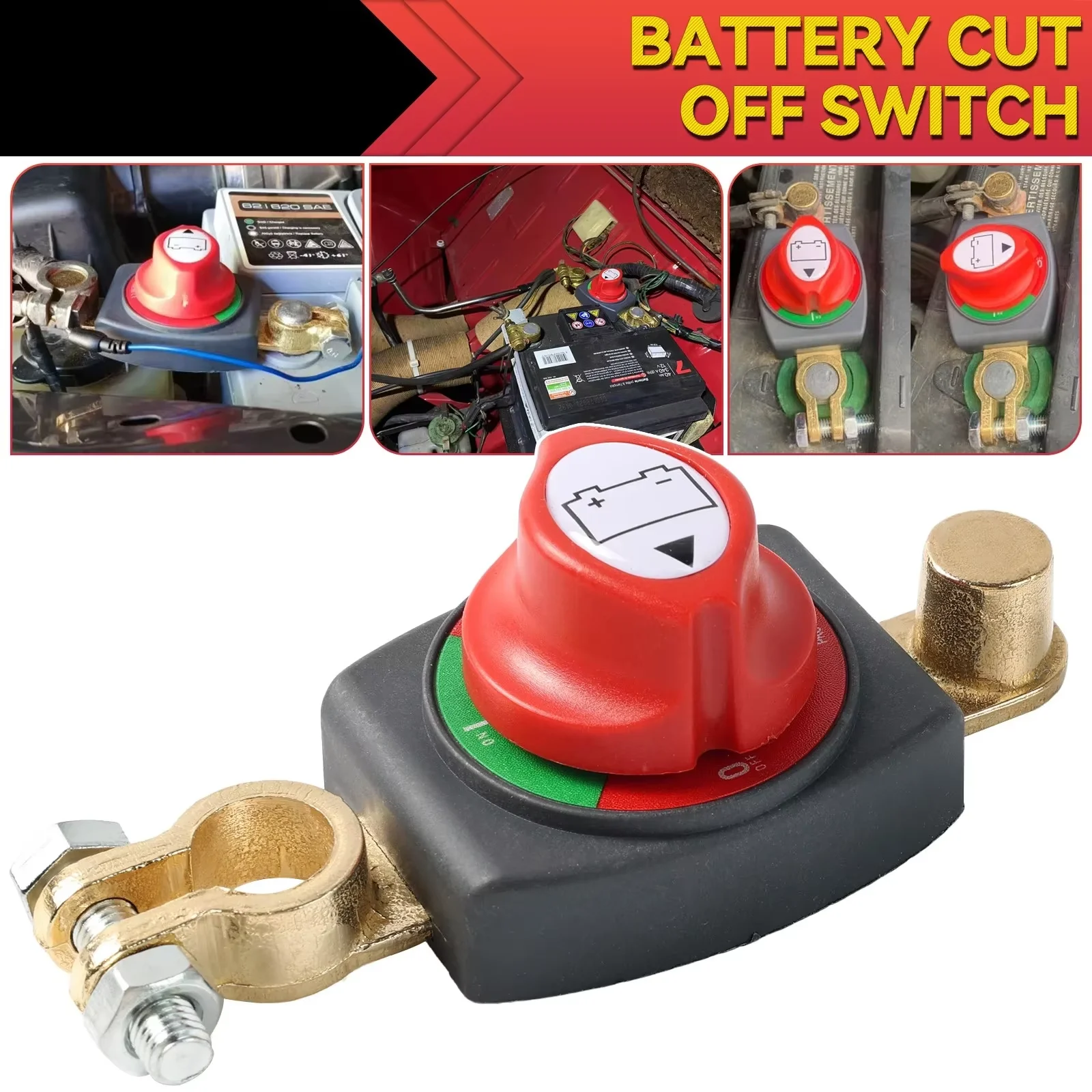 Top Post Battery Disconnect Switch 12V-48V Battery Kill Switch Negative On/Off Battery Switch for Cars Vehicles RVs and Boats