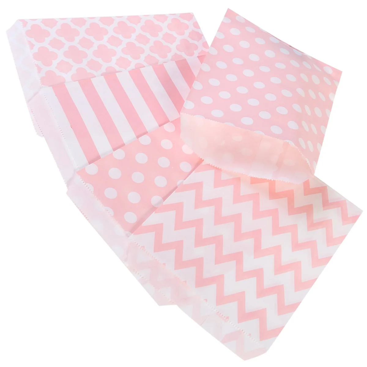 48pcs Candy Bar Striped Dot Chevron Paper Party Gift Bags for Dessert Buffet Kids Birthday Wedding Favors Treats Prizes