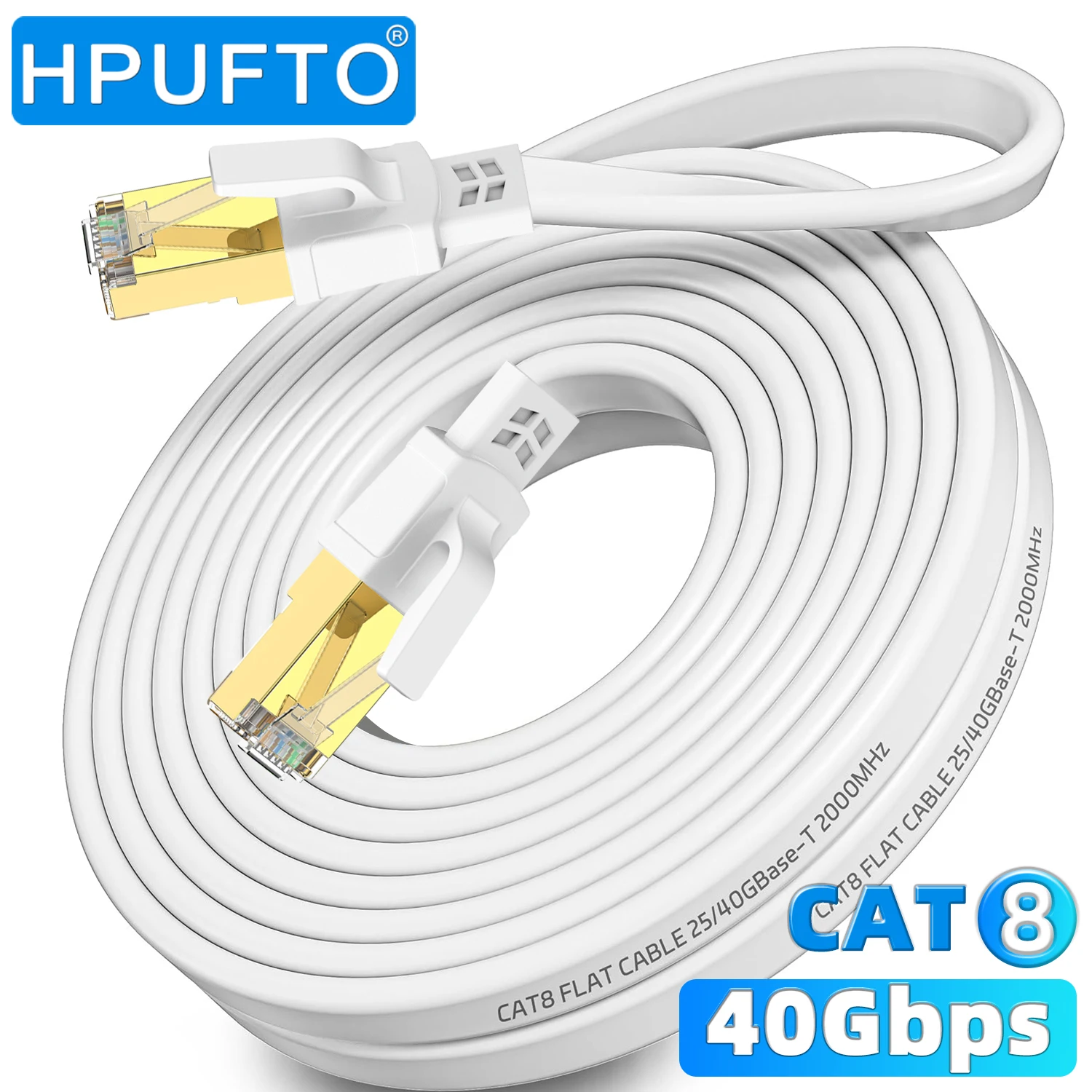 Szybki kabel Ethernet HPUFTO Cat 8 40gbps 2000MHz kabel sieciowy RJ45 kabel internetowy do PC Router Laptop Cat8 kabel krosowy