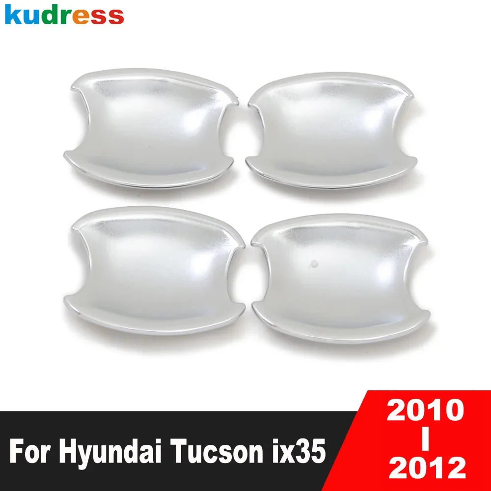 For Hyundai Tucson ix35 2010 2011 2012 Chrome Car Side Door Handle Bowl Cover Trim Exterior Door Handles Cup Frame Accessories