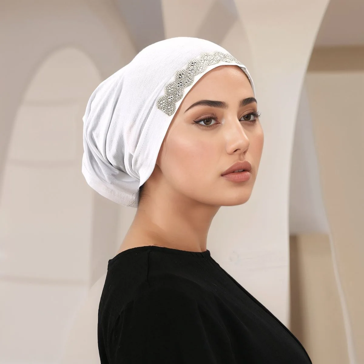 Rhinestone Underscarf Women Headscarf Muslim Inner Hijab Hat Jersey Undercap Beanie Tube Turban Cap Wrap Handband Turbante Mujer