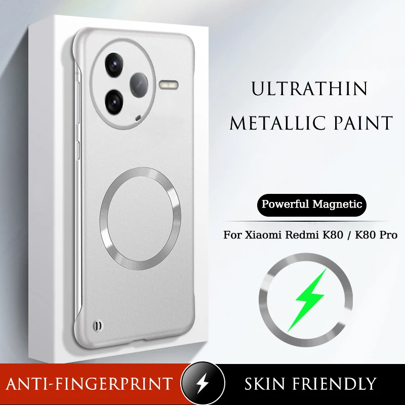 

Ultrathin Metallic Paint Frameless Case For Xiaomi Redmi K80 Ultra Pro Magnetic Anti-fingerprint Matte Cover Hard PC Shell