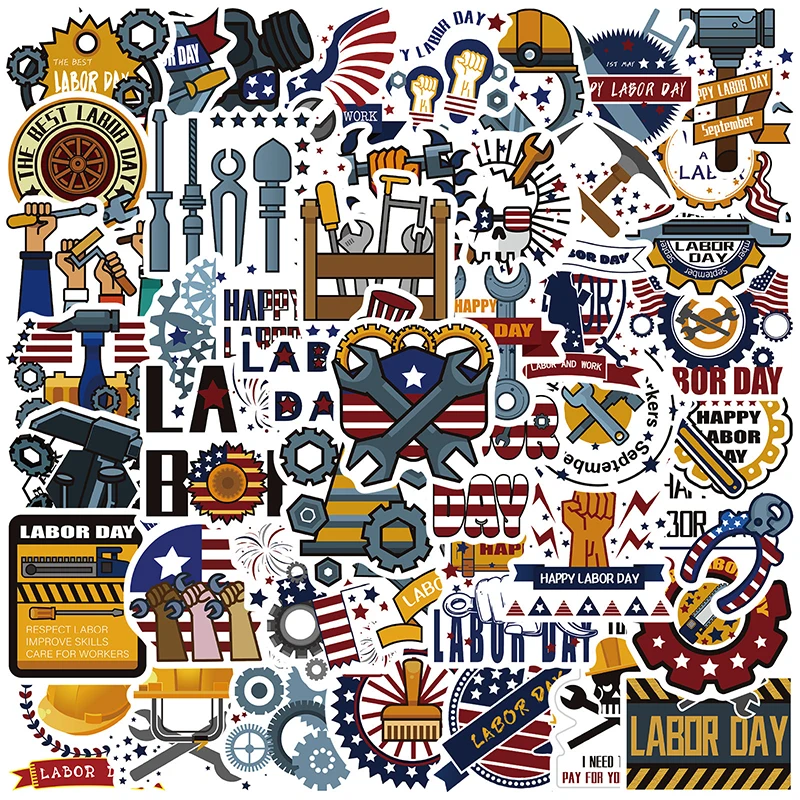

50 шт. американских граффити-наклеек ко Дню труда, для декора, скейтбордов, шлемов, ноутбуков, гитар, водонепроницаемые виниловые стикеры, детские игрушки, подарок