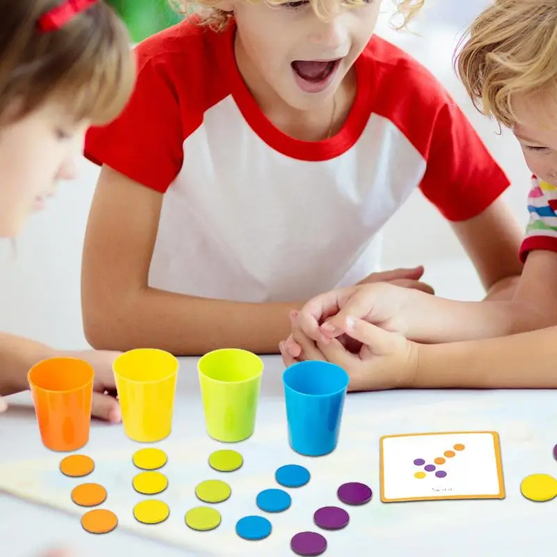 Tęczowe kubki do układania Wczesna edukacja Rozwijaj zabawki Puzzle Gra logiczna Klasyfikacja kolorów i interaktywne uczenie się dla