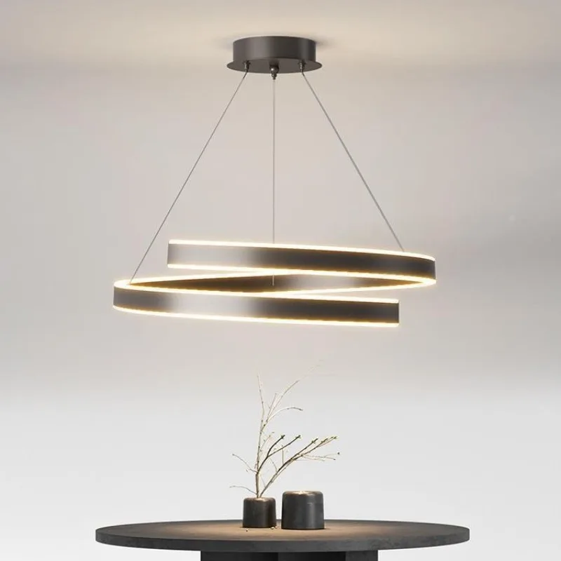 Minimalist Lighting Dining Table Circular Ring Pendant Light Single Head Branch Shaped Bedroom Study Parlor LED Hanglamps Decor