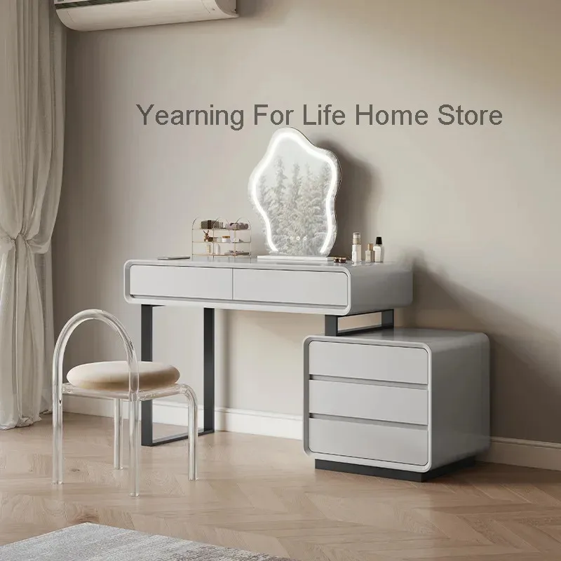 

Simple Bedroom Furniture Mordern Dresser Table and Acrylic Chair Combination for Home Minimalist Dressing Makeup Dresser Vanity