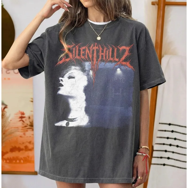 Silent Hill 2 T-shirt, Retro Y2K Horror Game T-shirt for Men, Summer New Unisex