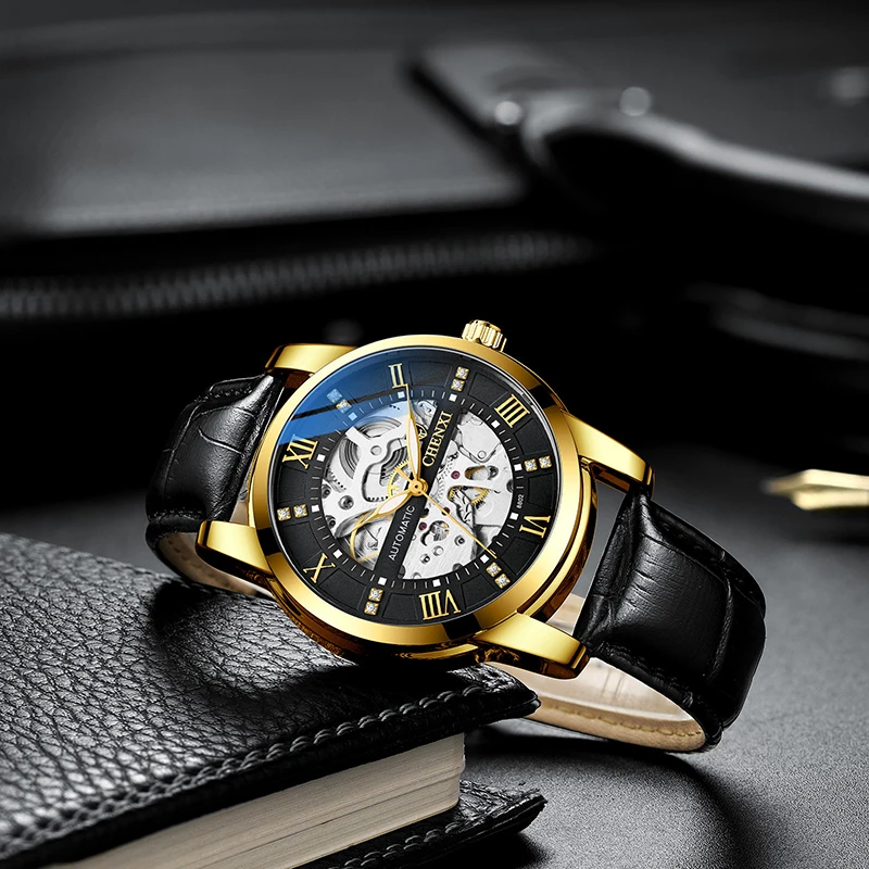 นาฬิกาข้อมือสำหรับผู้ชายเป็นทางการสุดหรูนาฬิกาสแตนเลสกันน้ำ Hollow Out Tourbillon อัตโนมัตินาฬิกาข้อมือกีฬานาฬิกา