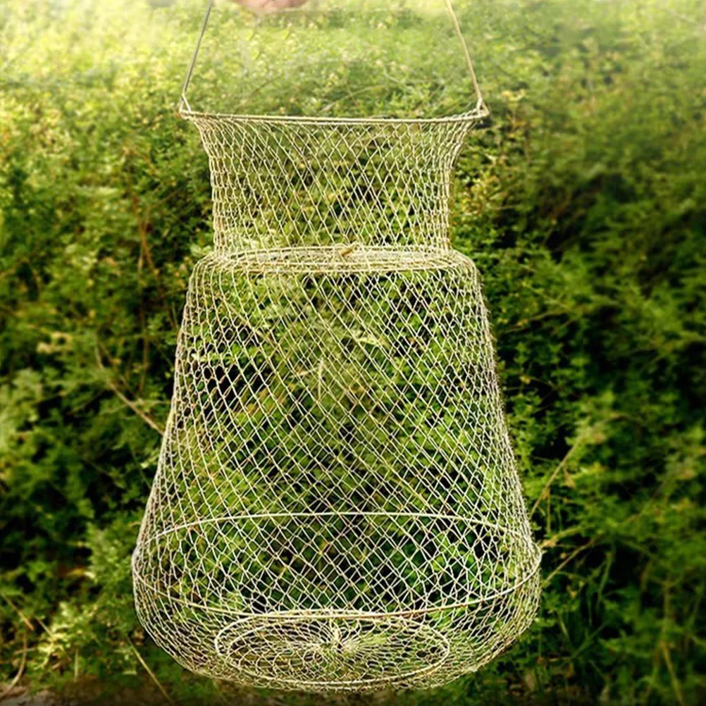 Metal Fish Pole Protective Basket Fishing Baskets Cage Anti Hanging Mesh Iron Guard