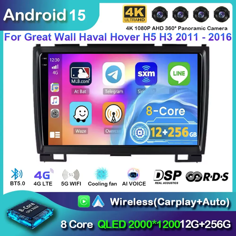 

Android 15 For GREAT WALL Hover Haval H3 H5 2011 - 2016 Car Radio Multimedia carplay Video Player Navigation GPS