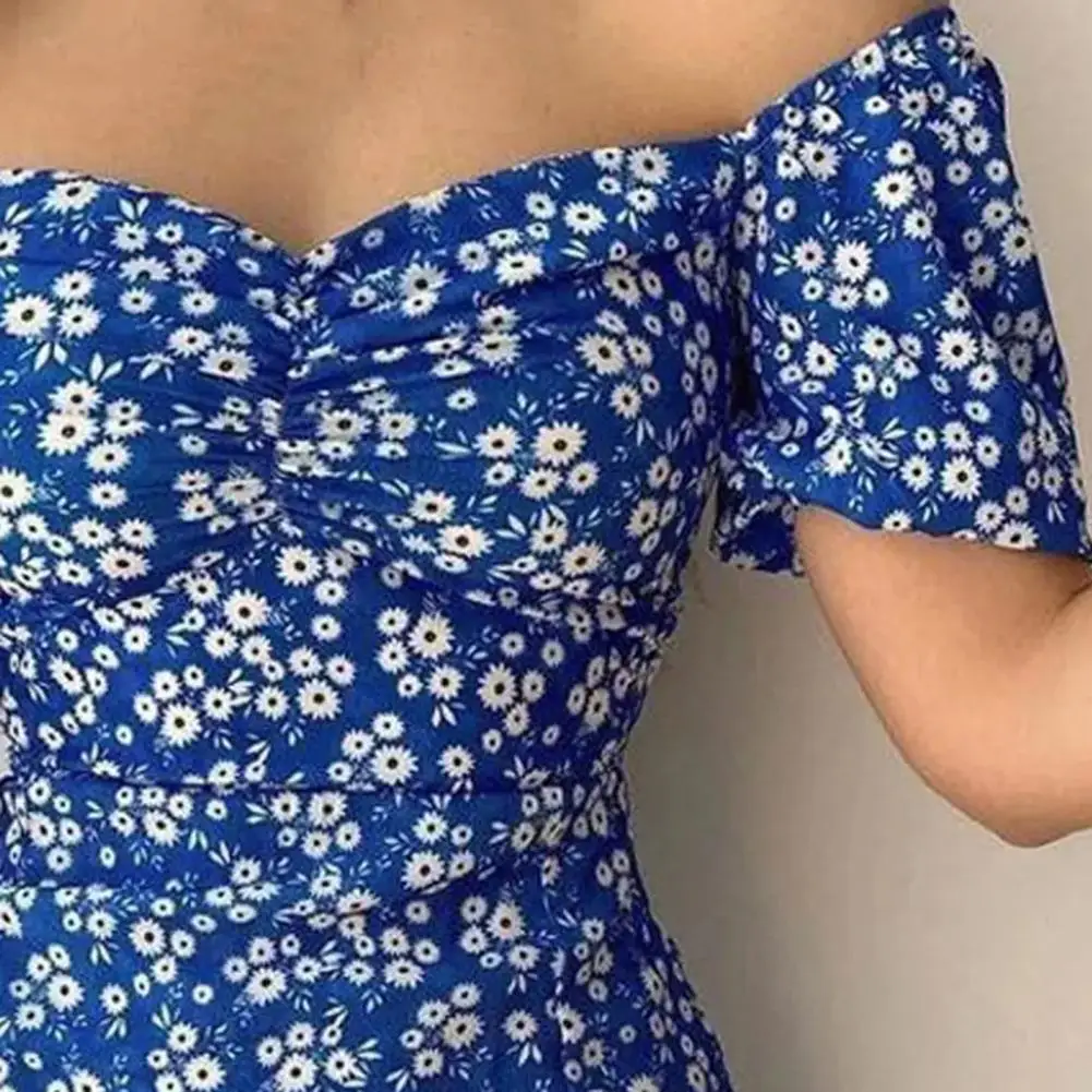 Women Dress High Waist Off Shoulder Fashion Summer 2024  Sexy Print Bodycon A-line Dress Vestidos Largos