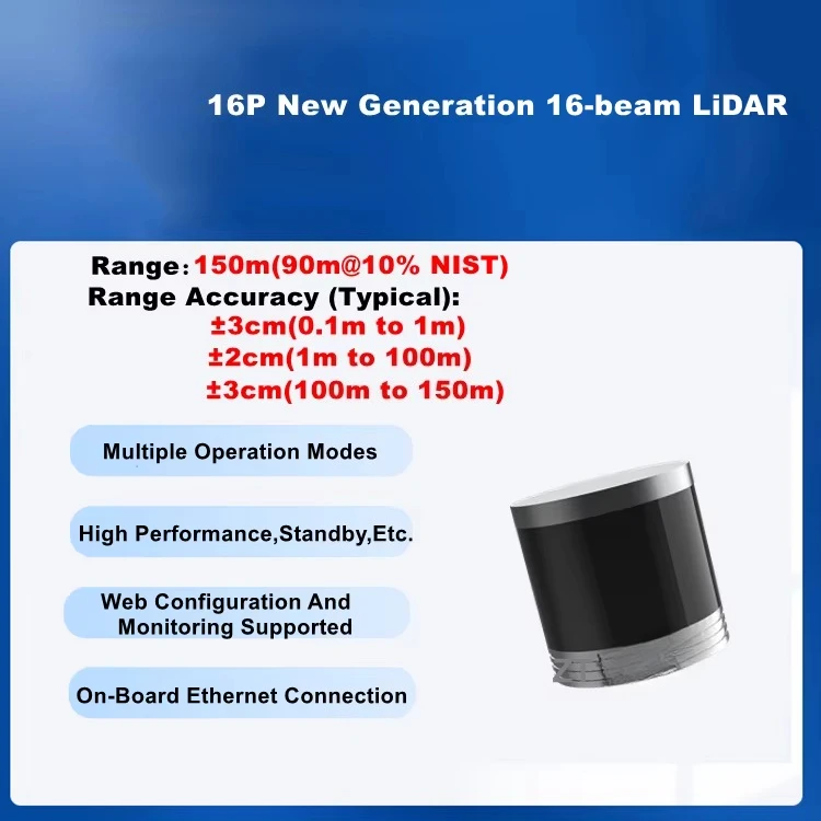 Automous Driving   150m Long Detection Range with High Resolution 16 Beams  Lidar Sensor