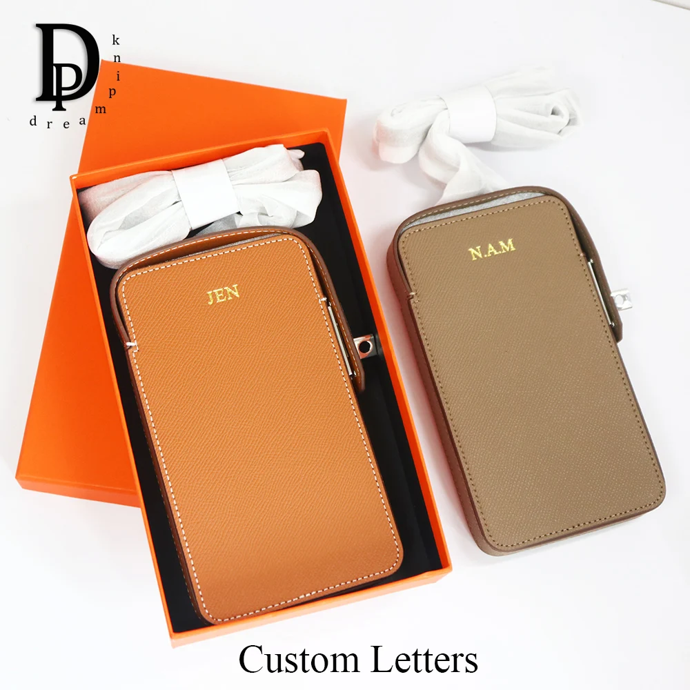 

Custom Name Female Shoulder Phone Bag Luxury Original Brand Design Female Travel Phone Handbags Personalize Leters Gift Box Bag
