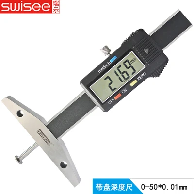 

Линейка глубины дискового типа с тонким стержнем, цифровым дисплеем и сковородочной головкой, электронный штангенциркуль для измерения глубины с пазами 0-50/100/150 мм