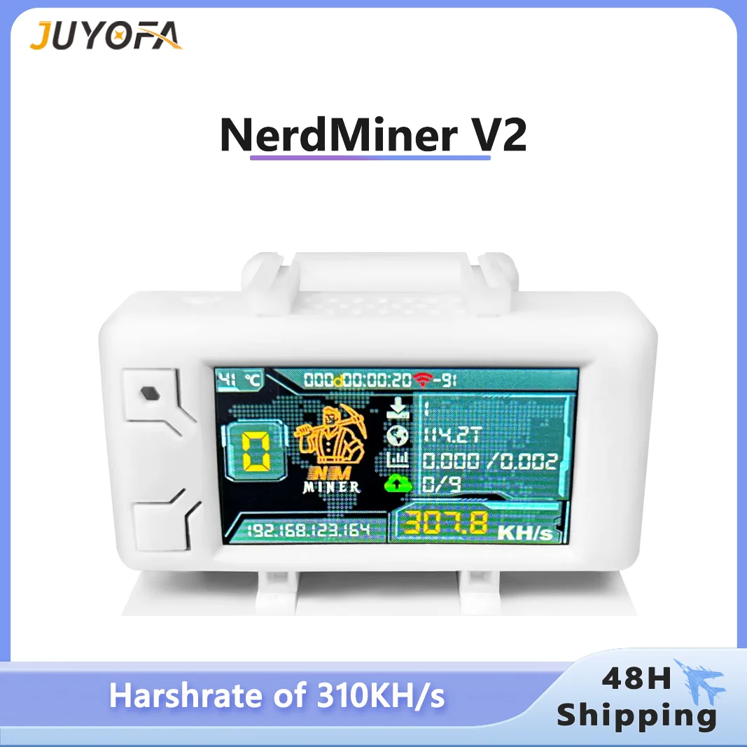 

NMMiner Win BTC Crypto Solo Lottery Nerd Miner V2 307KH/s ESP32 Heltec Vision Master T190 with White Shell WiFi BLE Connection