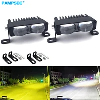 2 Piezas de Luces LED de Alta Luminosidad para Parrilla de Coche, Doble Color Amarillo y Blanco, Foco Ultra Delgado para Motocicleta, 9V-24V, 3000K 6000K