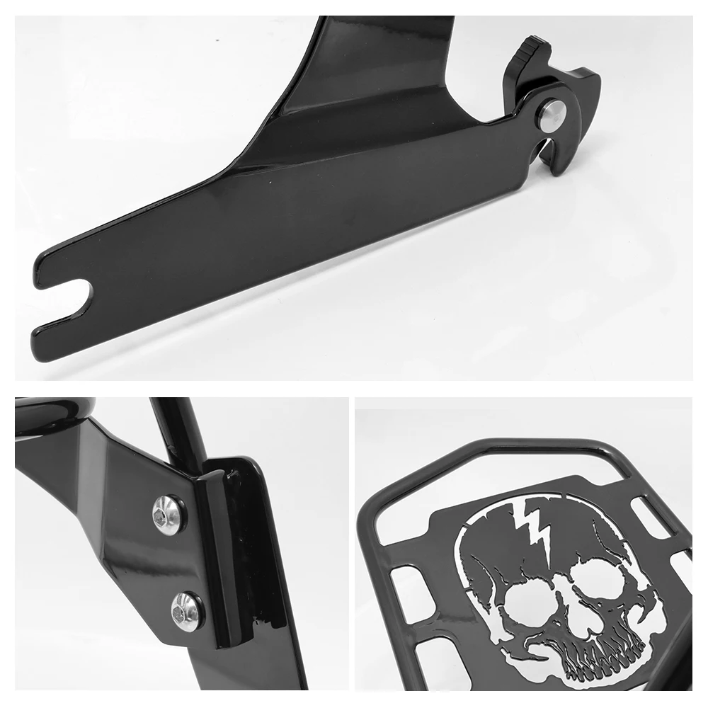 Backrest Sissy Bar Luggage Rack Steel Black Fits For Harley Dyna FXDL 2002-2005 2004 2003 5