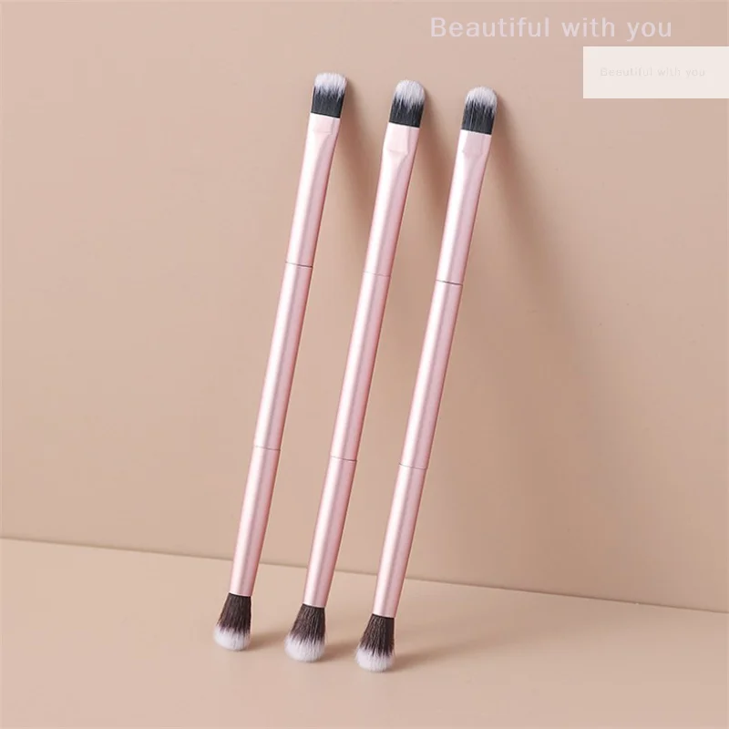 

NewDouble Head Professional Makeup Brushes All Aluminum Tube Eye Shadow Brush Nose Shadow Brush Highlight Brush Portable