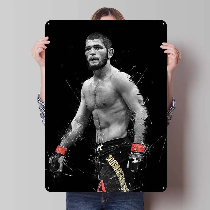 Khabib Nurmagomedov Metal Poster Sports Tinplate Sign Bedroom Decoration Room Decor Men Wall Decoration Items Dekoration Retro