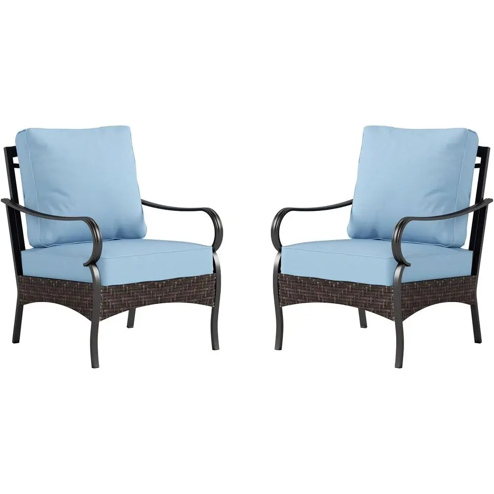 

Extra Large Outdoor Patio Soa Chairs Set 2 PCS Heavy-Duty Porch urniture with High Back & Deep Seating Area, 5.5" Thicken Cushio