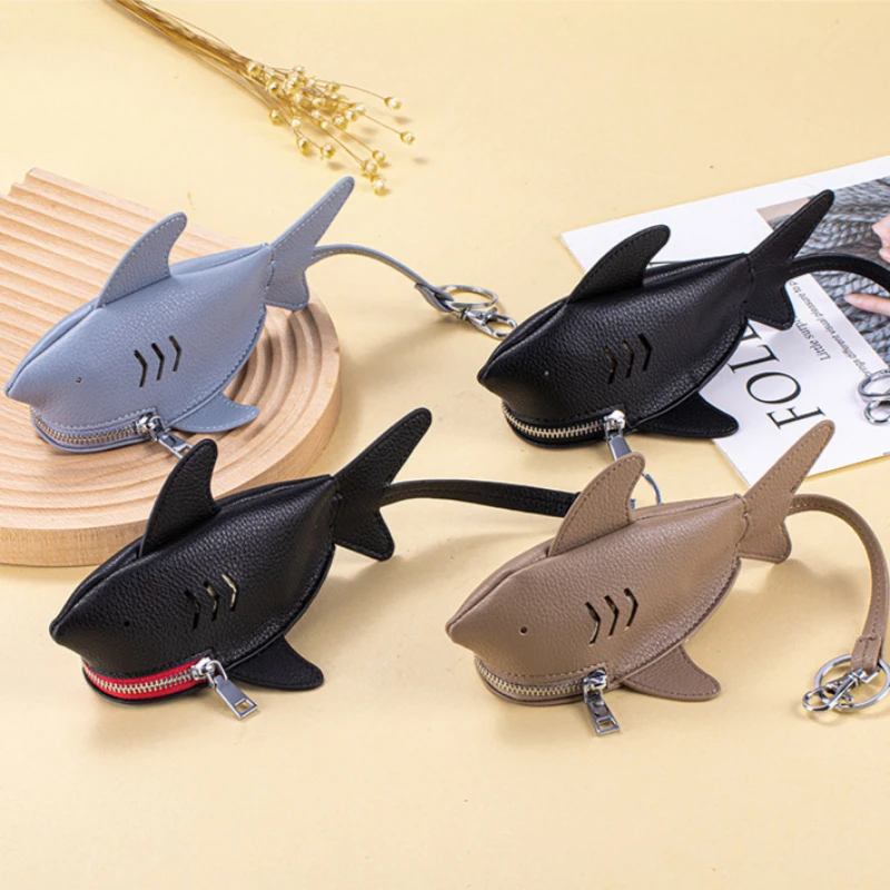 

Брелок в виде акулы, милый маленький чехол, брелок на молнии с изображением животных, кошелек для мелочи, сумка для косметических предметов с героями мультфильмов, маленький кошелек-органайзер, сумка