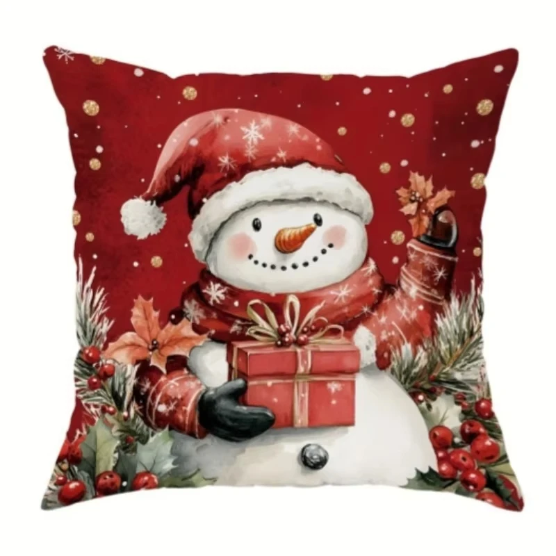 Christmas Pillowcase Holiday Character Print Living Room Accent Gift Idea  Flat Printing Technology Soft Comfortable Fabric