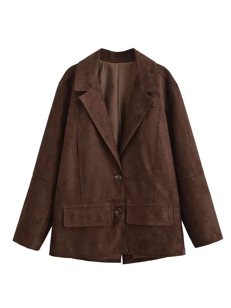 HH Frau Mode Mäntel Solide Drehen-unten Kragen Lange Ärmel Taschen Einreiher Weibliche Herbst Streetweer Stil Jacken