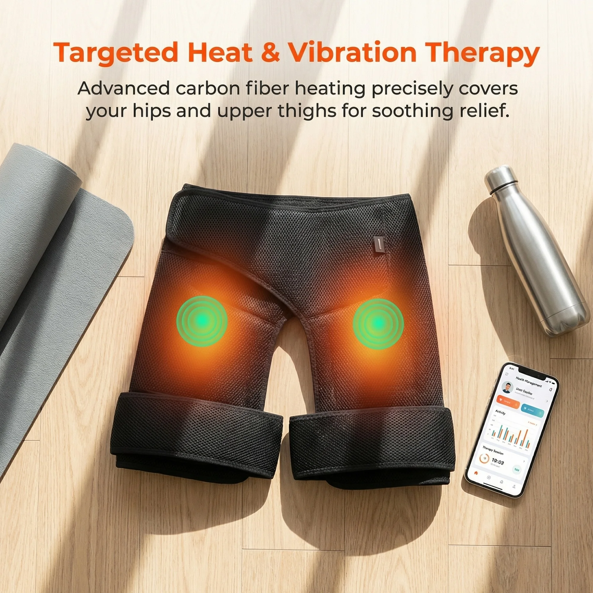 Electric Heated Hips Massage Belt Rechargeable 3 Levels Vibration Massage Lumbar Support Brace Women Menstrual Heating Pad
